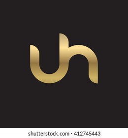 initial letter uh linked round lowercase logo gold black background