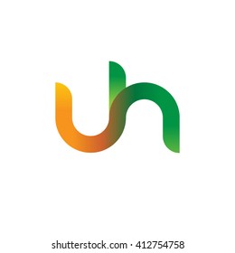 initial letter uh linked round lowercase logo orange green