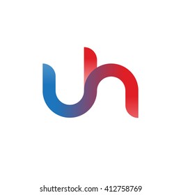 initial letter uh linked round lowercase logo blue red