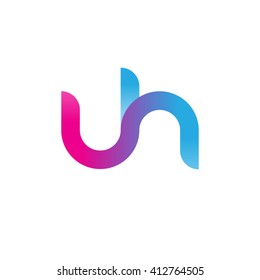 initial letter uh linked round lowercase logo pink blue purple