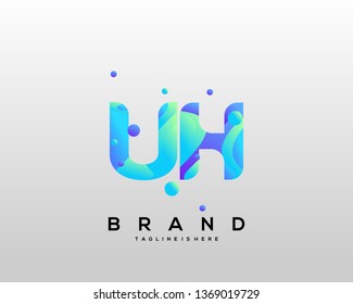 Initial letter UH logo with colorful background, letter combination logo design for creative industry, web, business and company. - Vector