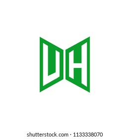 Initial Letter UH Logo Design, Hexagonal Shape in Flat Colored