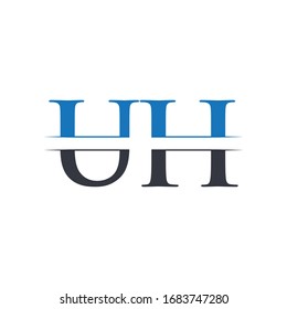 Plantilla de vectores de diseño de logotipo UH de carta inicial. Diseño de logotipo para carta de círculo empresarial UH