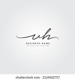 Initial Letter UH Logo - Handwritten Signature Logo