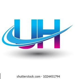 initial letter UH logotype company name colored blue and magenta swoosh design. vector logo for business and company identity.
