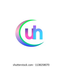 initial letter UH logotype company name, coloreful and swoosh design. vector logo for business and company identity.