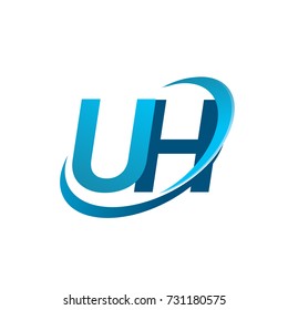 initial letter UH logotype company name colored blue swoosh design concept. vector logo for business and company identity.