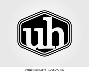 Initial letter uh lowercase logo minimalist black