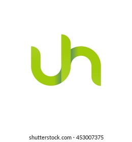 initial letter uh modern linked circle round lowercase logo green