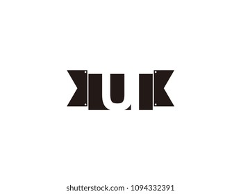 Initial letter ui black ribbon logo design
