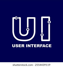 Initial letter UI clip art vector design templates. User Interface acronym blue background vector minimalist style for education purpose or business technology identity social media post