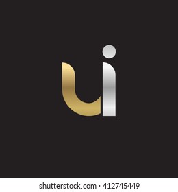 initial letter ui linked round lowercase logo gold silver black background