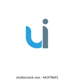 initial letter ui linked round lowercase logo blue