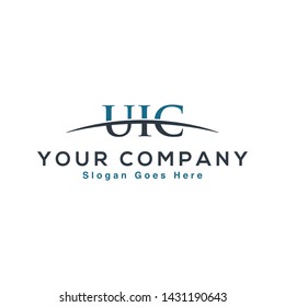 Initial letter UIC, overlapping movement swoosh horizon logo company design inspiration in blue and gray color vector