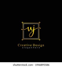 Ursprünglicher Brief UJ Kalligrafie handgeschriebenes Logo. Handgeschriebenes Alphabet in der Logo-Vorlage. Buchstaben und Alphabet für Ihr Logo-Design.