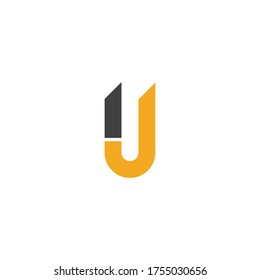 initial letter UJ, JU logo, U and J line art style monogram design