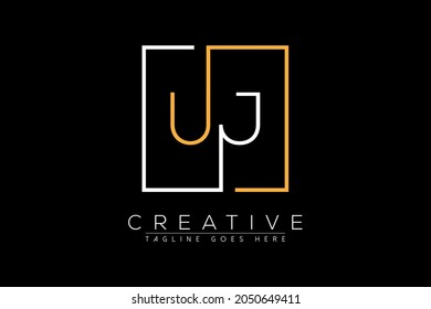 Initial letter uj, ju, u, j elegant and luxury Initial with Rectangular frame minimal monogram logo design vector template