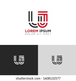 Initial Letter UJ linked uppercase overlap modern logo design template. Suitable for business, consulting group company