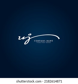 Initial Letter UJ Logo - Handwritten Signature Style Logo