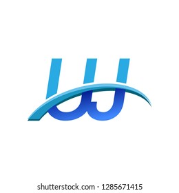 initial letter UJ logotype company name colored blue and swoosh design. vector logo for business and company identity.