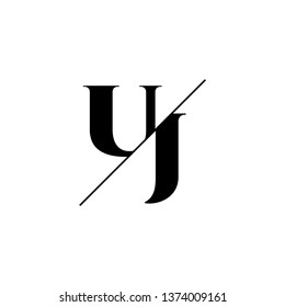 Initial Letter UJ Monogram Sliced. Logo template isolated on white background