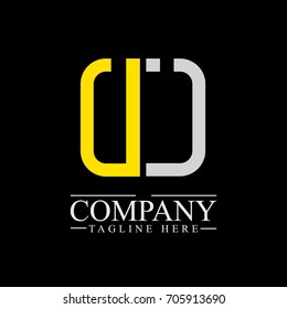 Initial Letter UJ UI Linked Box Design Logo