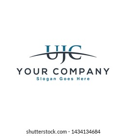 Initial letter UJC, overlapping movement swoosh horizon logo company design inspiration in blue and gray color vector