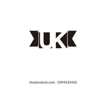 Initial letter uk black ribbon logo design