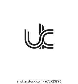 Initial letter uk, linked outline rounded lowercase, monogram black