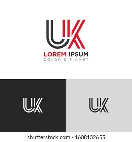 Initial Letter UK linked uppercase overlap modern logo design template. Suitable for business, consulting group company