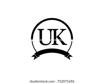 initial letter UK logo monogram retro black