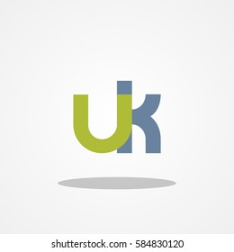 Initial letter UK lowercase logo design template green moss soft gray