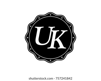 Initial letter UK monogram logo black seal stamp lace