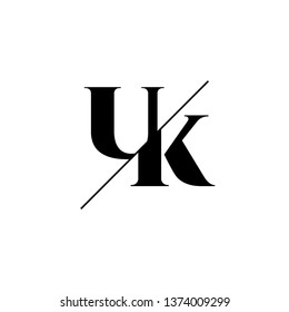 Initial Letter UK Monogram Sliced. Logo template isolated on white background