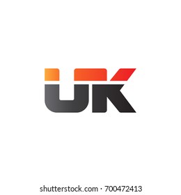 Initial letter UK, straight linked line bold logo, gradient fire red black colors