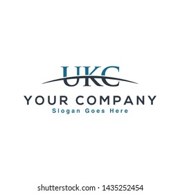 Initial letter UKC, overlapping movement swoosh horizon logo company design inspiration in red and dark blue color vector