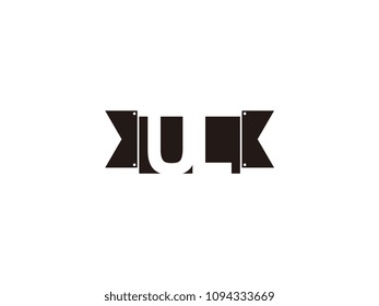 Initial letter ul black ribbon logo design