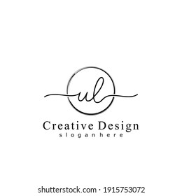 Initial letter UL calligraphy handwritten logo. Handwritten alphabet in the logo template. Letters and Alphabet for your logo design.