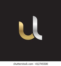 initial letter ul linked round lowercase logo gold silver black background
