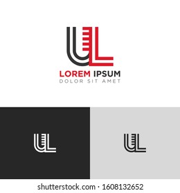 Initial Letter UL linked uppercase overlap modern logo design template. Suitable for business, consulting group company