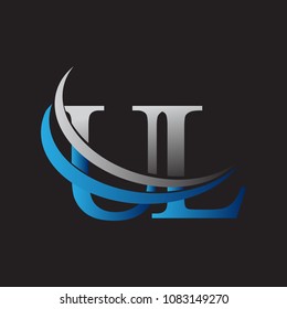initial letter UL logotype company name colored blue and grey swoosh design. vector logo for business and company identity.