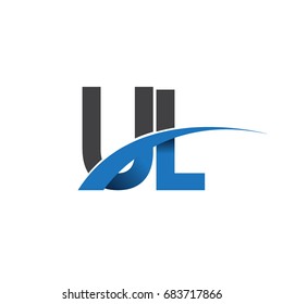 initial letter UL logotype company name colored blue and grey swoosh design. vector logo for business and company identity.
