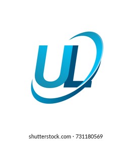 initial letter UL logotype company name colored blue swoosh design concept. vector logo for business and company identity.