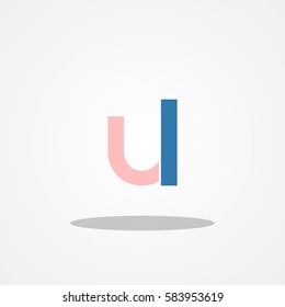 Initial letter UL lowercase logo design template pink blue water