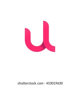 initial letter ul modern linked circle round lowercase logo pink