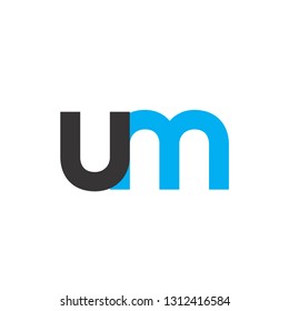 Initial Letter UM Linked Circle Lowercase Logo Black Blue Icon Design Template Element - Vector