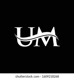 Initial letter UM Linked Logo Design with black Background. UM Logo Design