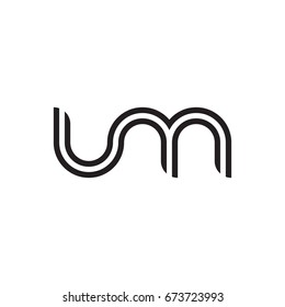 Initial letter um, linked outline rounded lowercase, monogram black