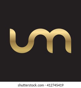 initial letter um linked round lowercase logo gold black background