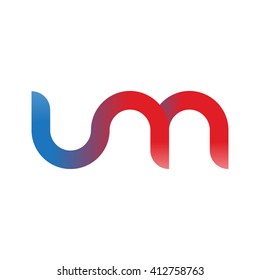 initial letter um linked round lowercase logo blue red